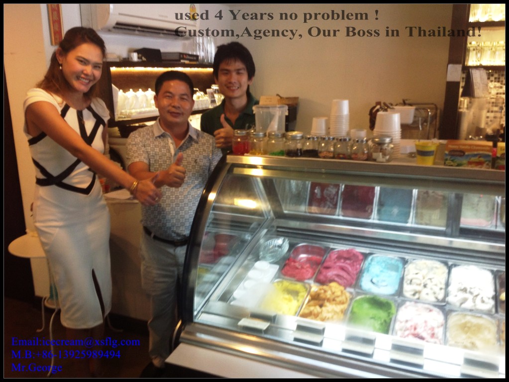 Gelato cart and ice cream freezer in Thailand